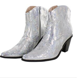Helen's Heart HELEN'S HEART SHORT SILVER SEQUINS COWBOY BOOTS